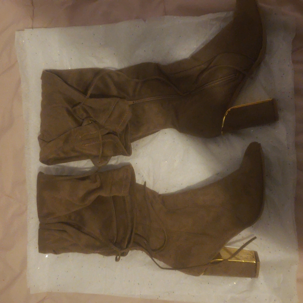 Brown Thigh Heel Boots